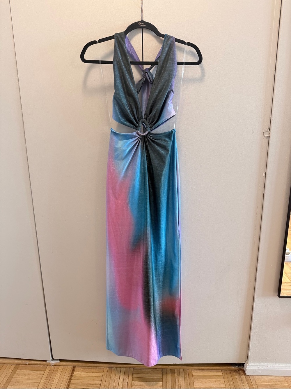 Baobab Collection Backless Ombre Halter Maxi Dress in Blue and Pink - Picture 4 of 9